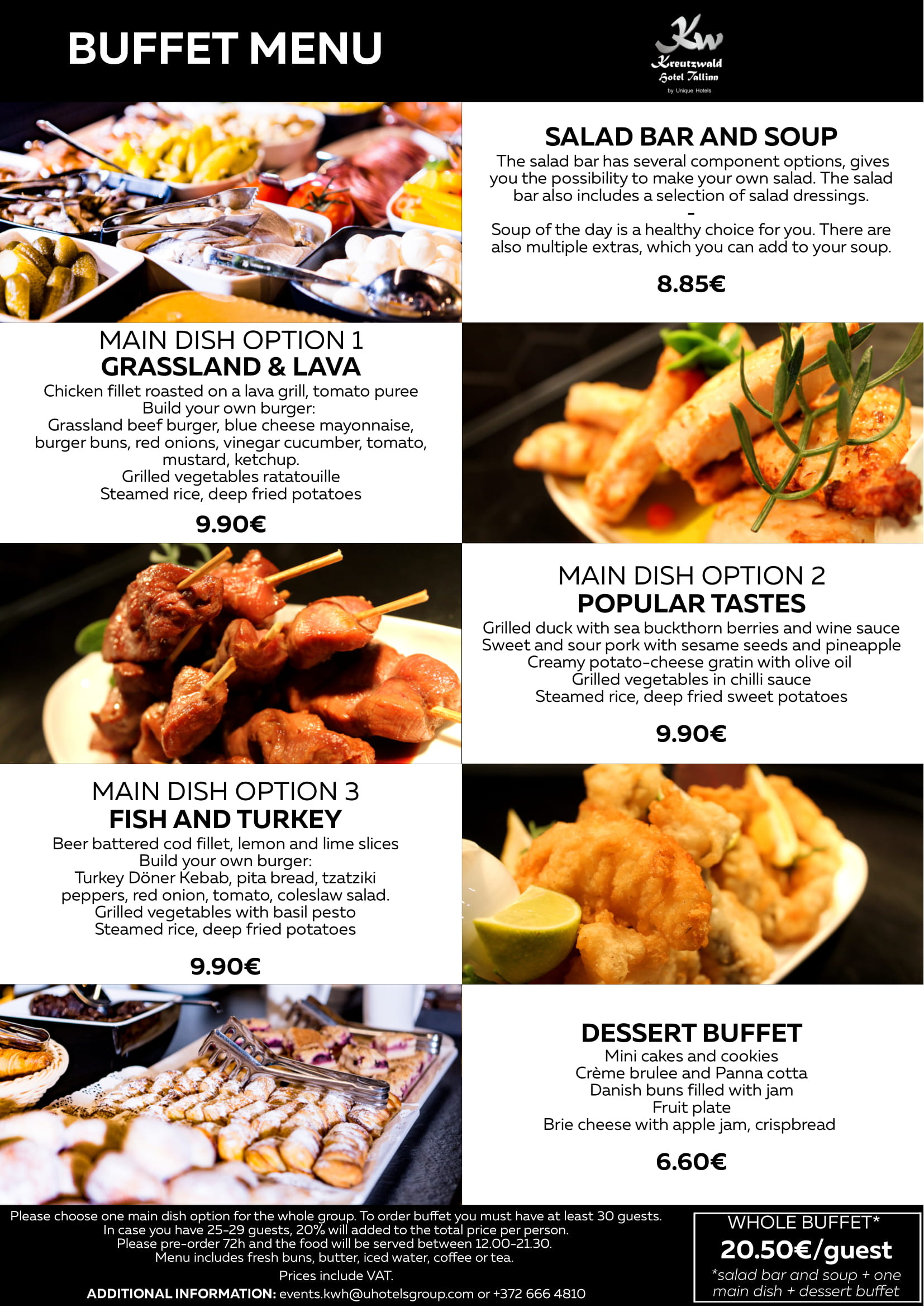 Group menus - Kreutzwald Hotel Tallinn